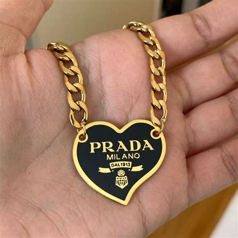 prada black heart necklace|Prada necklace price.